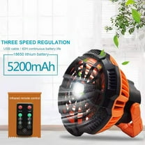 100Fens Camping Fan With Led Lantern 5200Mah Rechargeable Portable Tent Fan With Remote