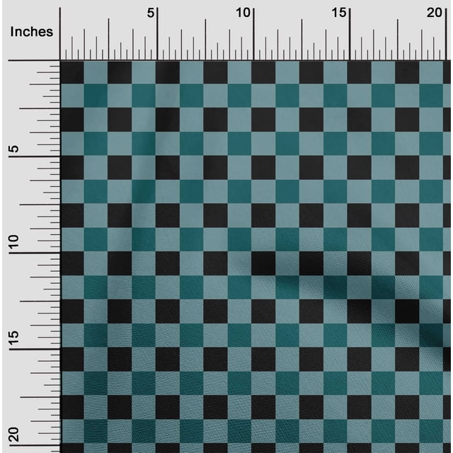 oneOone Polyester Lycra Dark Teal Green Fabric Gingham Check Craft Projects Decor Fabric Printed By The Yard 56 Inches Wide