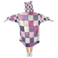 thumbnail image 2 of FORMRS Wearable Blanket Hoodie with Sleeves for Kids Cozy Flannel Sweatshirt, Pink and Purple Plaid Pattern, 2 of 7