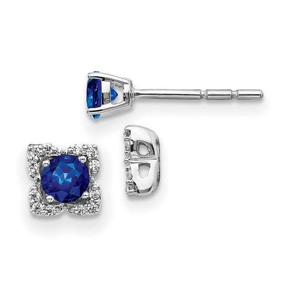 Primal Gold 14 Karat White Gold Diamond and Sapphire Earrings