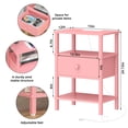 thumbnail image 4 of LEYAOYAO 3-Tier Narrow End Table with Charging Station, Wood Side Table for Living Room, Pink, 4 of 8