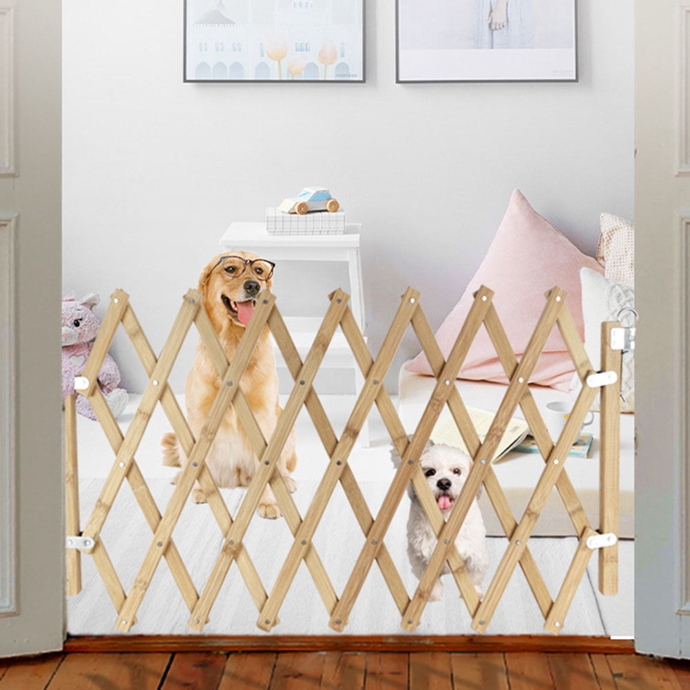 BESTOYARD Khaki Wooden Pet Gate Made of High Grade Wood for Doorway Hallway and Stair Safety Barrier