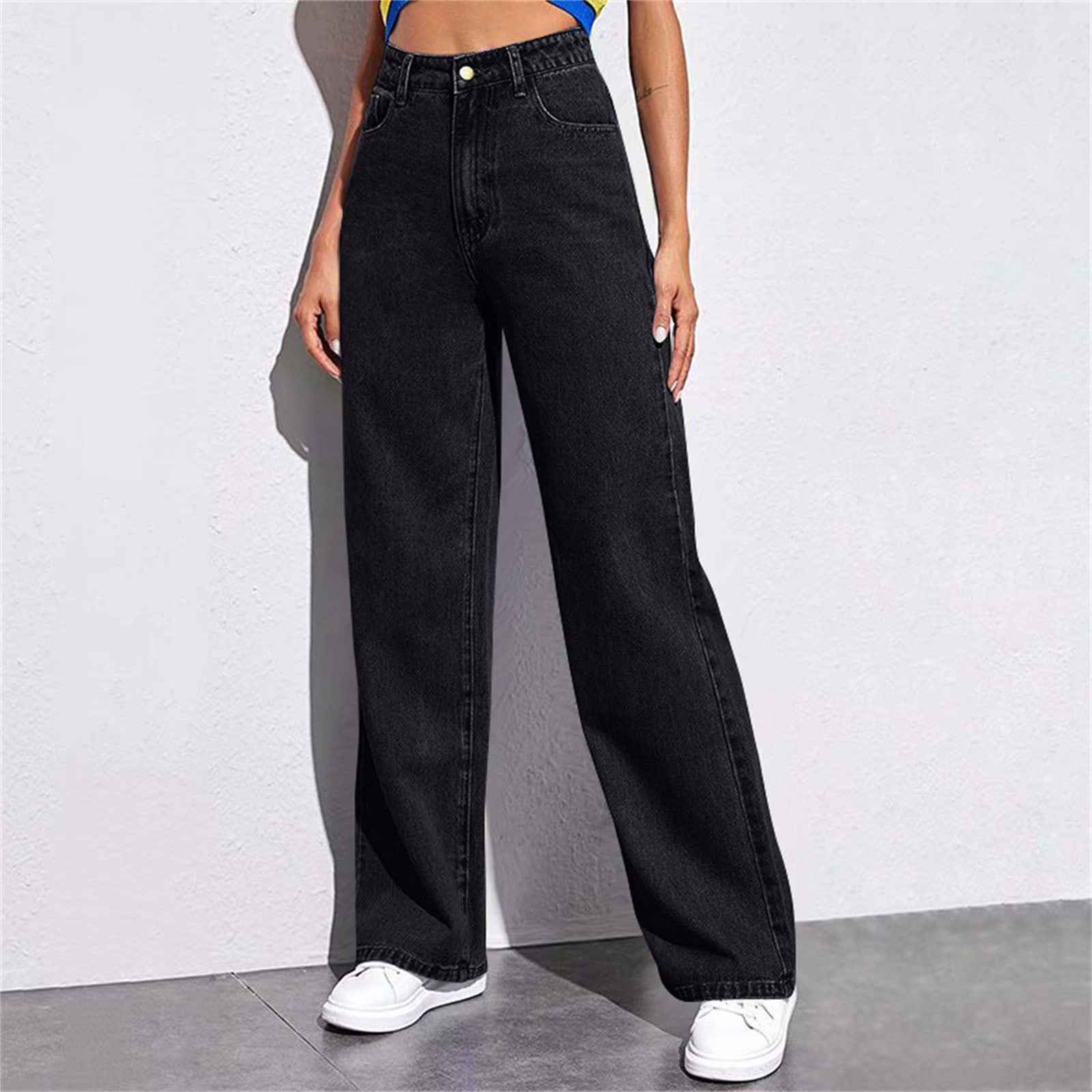 Soki Straight Leg Jeans for Women,High Waisted Wide Leg Loose