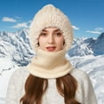 thumbnail image 4 of 3 in 1 Beanie Hat For Women, Upgrade 3 in 1 Beanie Hat with Scarf and Mask, Fall Winter Warm Knitted Ski Scarf and Mask Set (Beige), 4 of 9