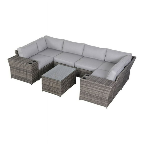 Living Source International 9-Piece Sectional Set w/Ultra-soft Cushion in Gray