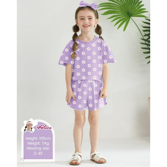 SANMIO Toddler Girl Clothes 18M-6T Toddler Girls Outfits Cute T-Shirt Shorts Headband 3Pcs Summer Baby Clothing Sets