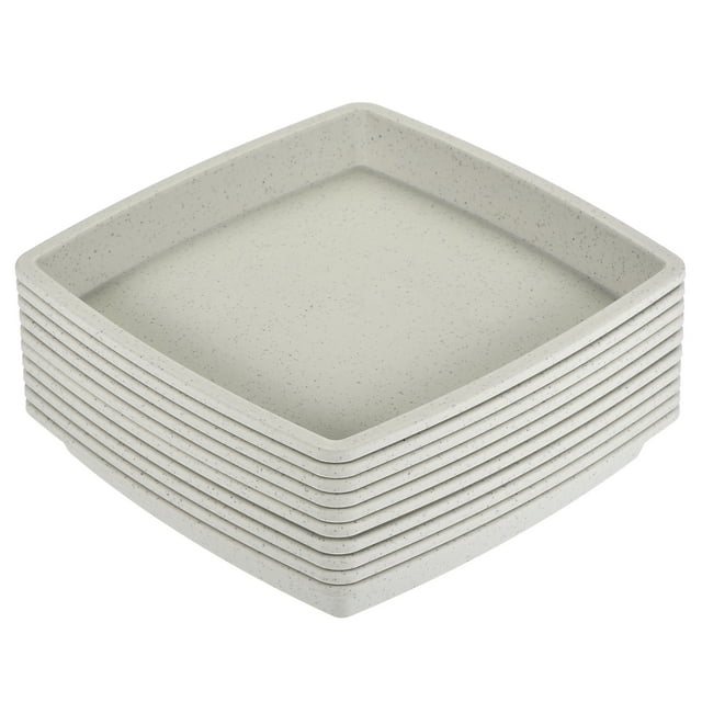 Unique Bargains 6' Plastic Square Plant Pot Saucers Flower Drip Trays, Gray 10 Count