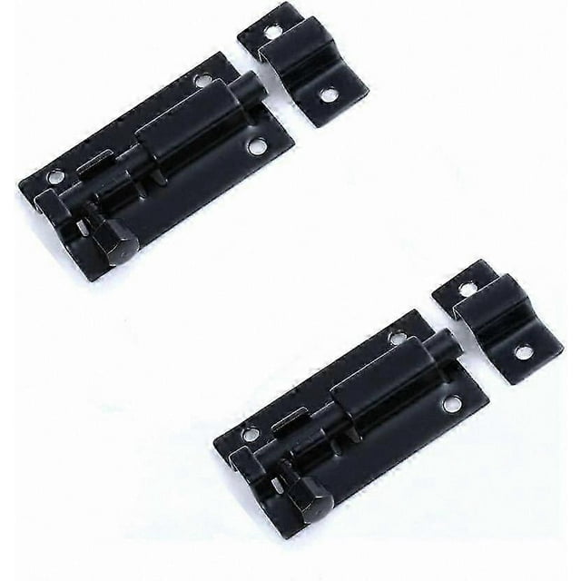 Matte Black Door Bolts, 2-Pack Security Locks for Interior Doors, 7.6cm Length, 89 x 29.3mm Size, Stainless Steel Material