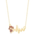 thumbnail image 2 of AFFY Round Cut Simulated Birthstone Paw & Heartbeat Pendant Necklace In 14K Yellow Gold Over Sterling Silver By, 2 of 7