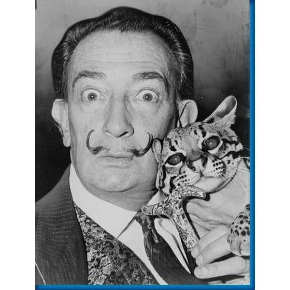 Salvador Dali Cat Bw Metal Print 12x16 Large Print on Metal 12x16 Square Adults AB Posters