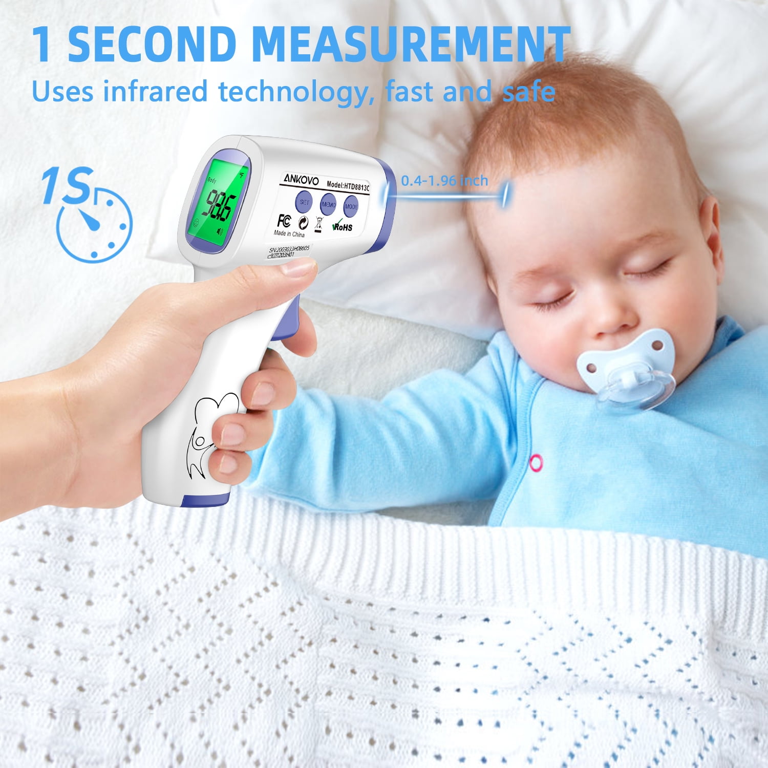 Medical Baby Forehead Thermometer Infrared Digital Non-contact For Adult dX 