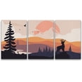 thumbnail image 3 of PixonSign Canvas Print Wall Art Set Deer Above Orange Mountain Range Animals Wilderness Illustrations Modern Art Southwest Scenic Relax/Calm Multicolor Boho Decor for Living Room, Bedroom - 24"x36"x3, 3 of 5
