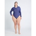 thumbnail image 2 of Reebok Women's Swim Long Sleeve Zip-Up One Piece Swimsuit with UPF 50+, Sizes XS-XXL, 2 of 4