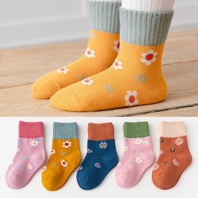 5 par/lote de Calcetines bonitos para niñas, Calcetines de algodón con rayas de arco iris de otoño para niños, Calcetines para niños pequeños, Calcetines para niños de 1 a 12 años Tan Jianjun unisex