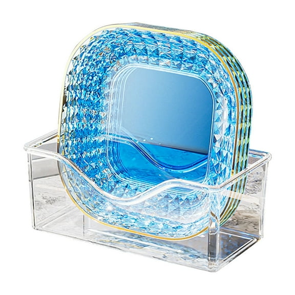 Nkmbld 4PCS Reusable Lightweight Dinner Plates Plastic Serving Trays for Party Dinner Plates Dishwasher Plastic Plates for Kitchen Or Camping, Blue