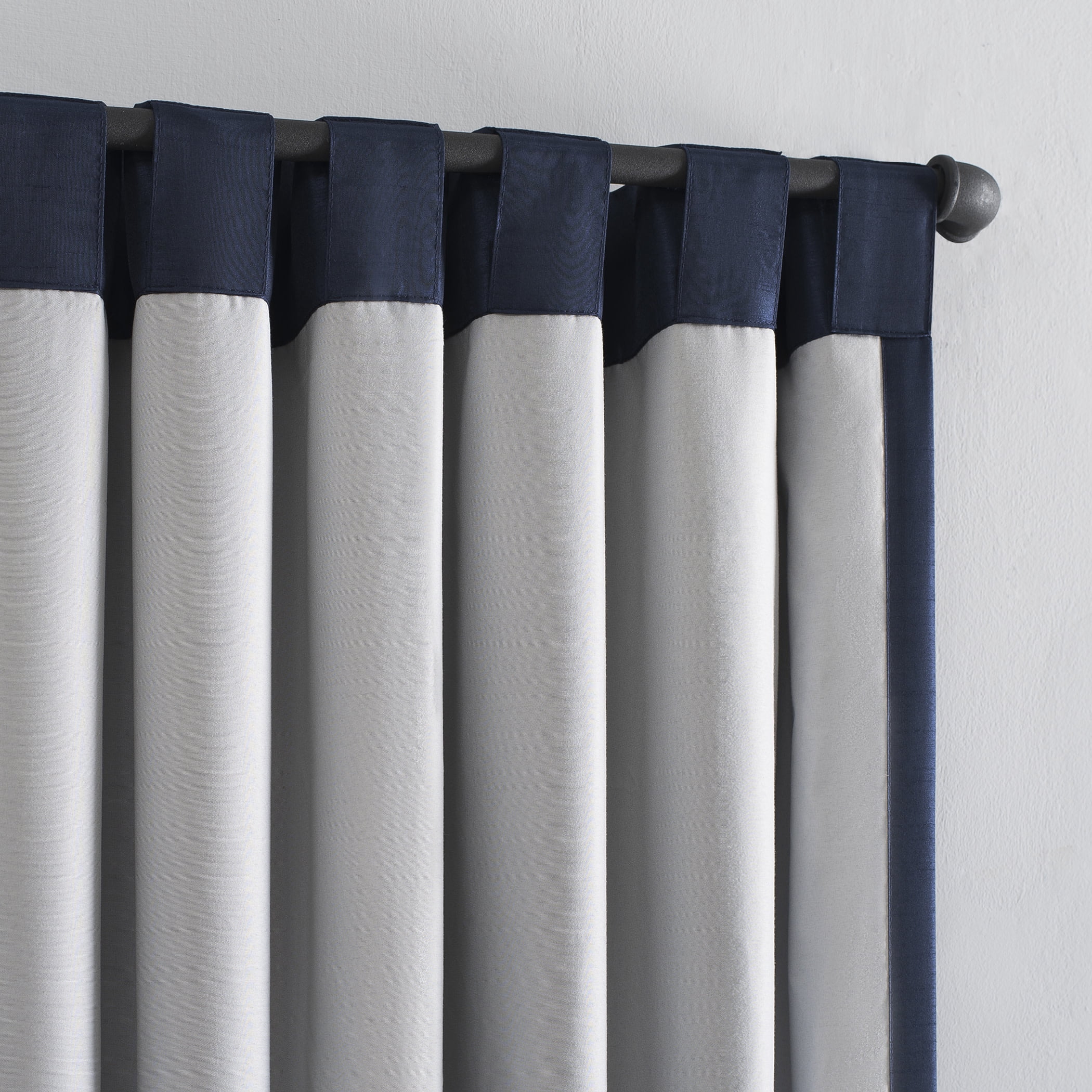 Sun Zero Evelina Faux Dupioni Silk Thermal Extreme 100% Blackout Back Tab Curtain Panel,50" X 84, Navy Blue
