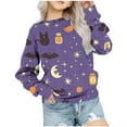 thumbnail image 4 of Odeerbi Infant Boys Girls Crewneck Sweatshirts Halloween Pullover Sweatshirts 1-12 Years Children's Round Neck Long Sleeve Halloween Printed Sweatshirt Dark Purple, 4 of 5