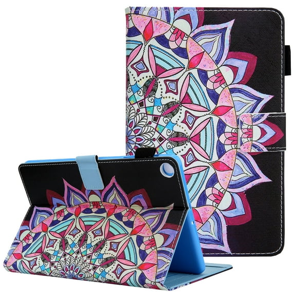 Allytech Compatible with Galaxy Tab A8 Case [10.5" 2021], Anti-Slip PU Leather Folding Stand [Magnetic Closure] [Card Slots] [Pen Holder] Case for Samsung Galaxy Tab A8 SM-X200/X205, Mandala