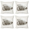 thumbnail image 1 of Chocolate Throw Pillow Cushion Case Pack of 4, Sketch of a Chocolate Bar Yummy Hand Drawn Food Dessert Kitchen Art, Modern Accent Double-Sided Print, 4 Sizes, Dark Brown and Coconut, by Ambesonne, 1 of 2