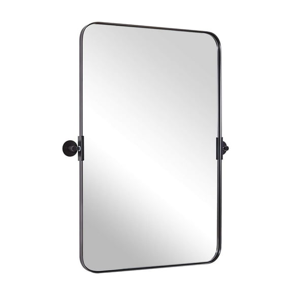 MOON MIRROR 22"x30" Pivot Mirror for Bathroom, Modern Black Rectangle Wall Mirror, Premium Pine Wood Frame Titling Mirrors Hangs Vertical