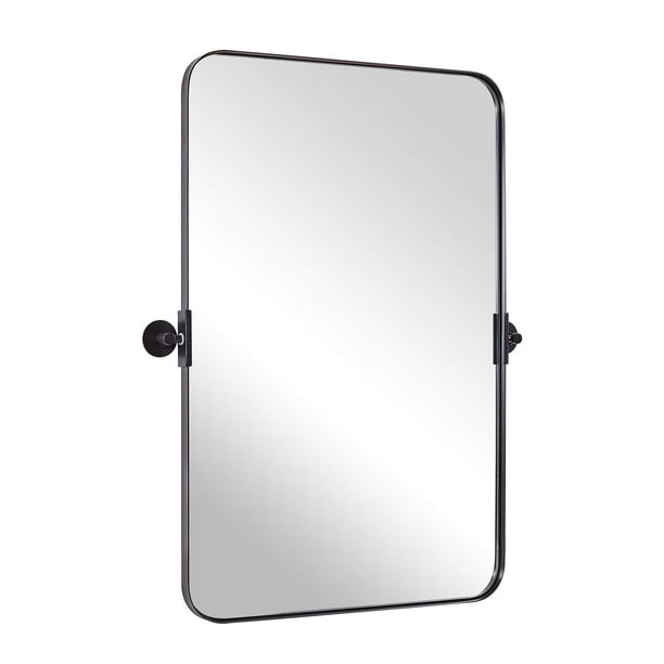 Rectangle Titling Vanity Wall Mirror, Black Framed Pivot Bathroom Mirror