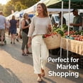 thumbnail image 2 of Yotami Women's High Waisted Linen Pants Solid Color Comfortable Pants with Pocket Straight Leg Ankle Length Pant for Summer, Beige S, 2 of 6