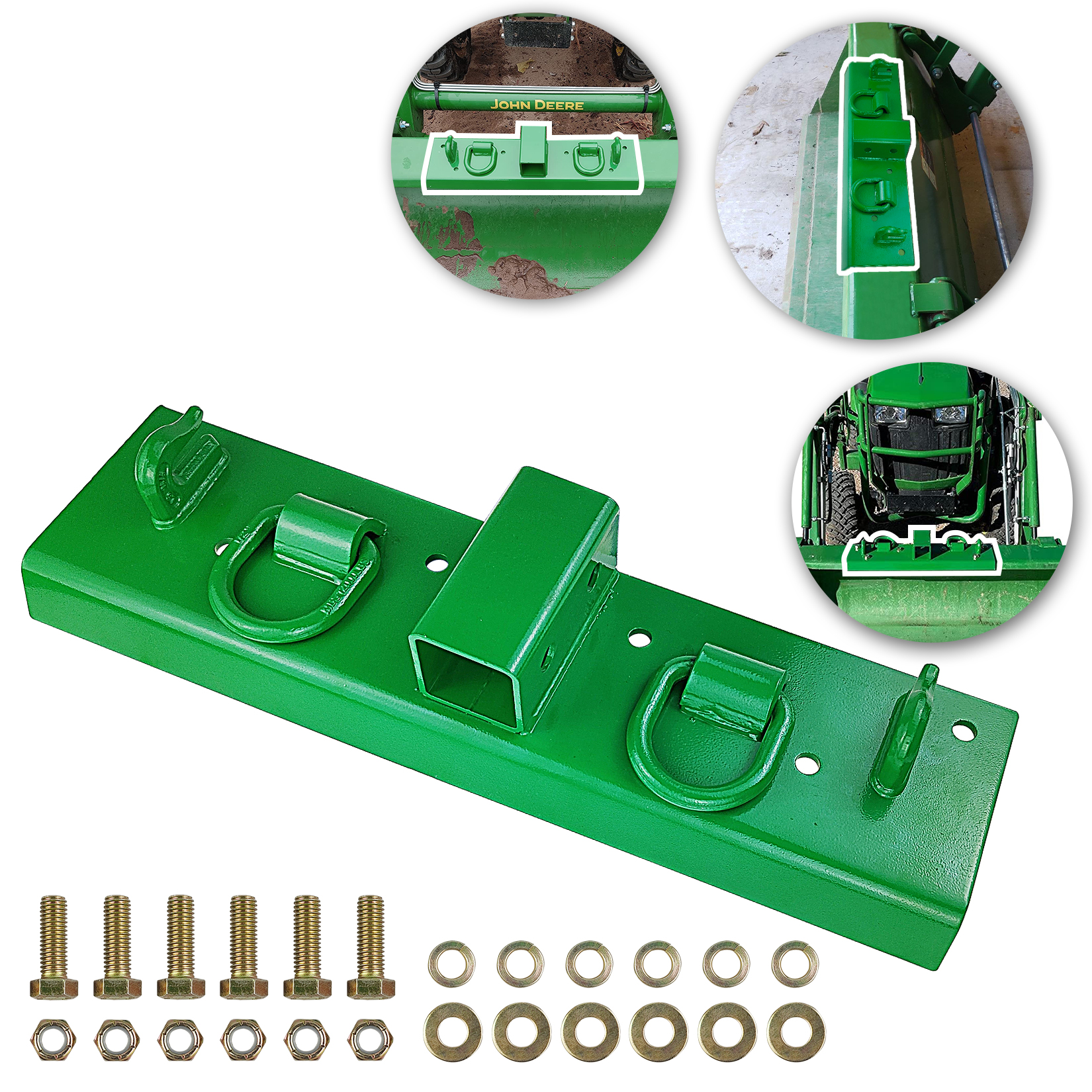 VIAGL Tractor Bucket Hooks, 1/4" Bolt On Grab Hooks and 2" Receiver