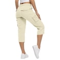 thumbnail image 4 of HKYNLAG Womens Capris with Pockets Petite Pull On Casual Cargo Pants Dressy Lightweight Ladies Baggy Cropped Pants for Hiking Beige 2XL, 4 of 5