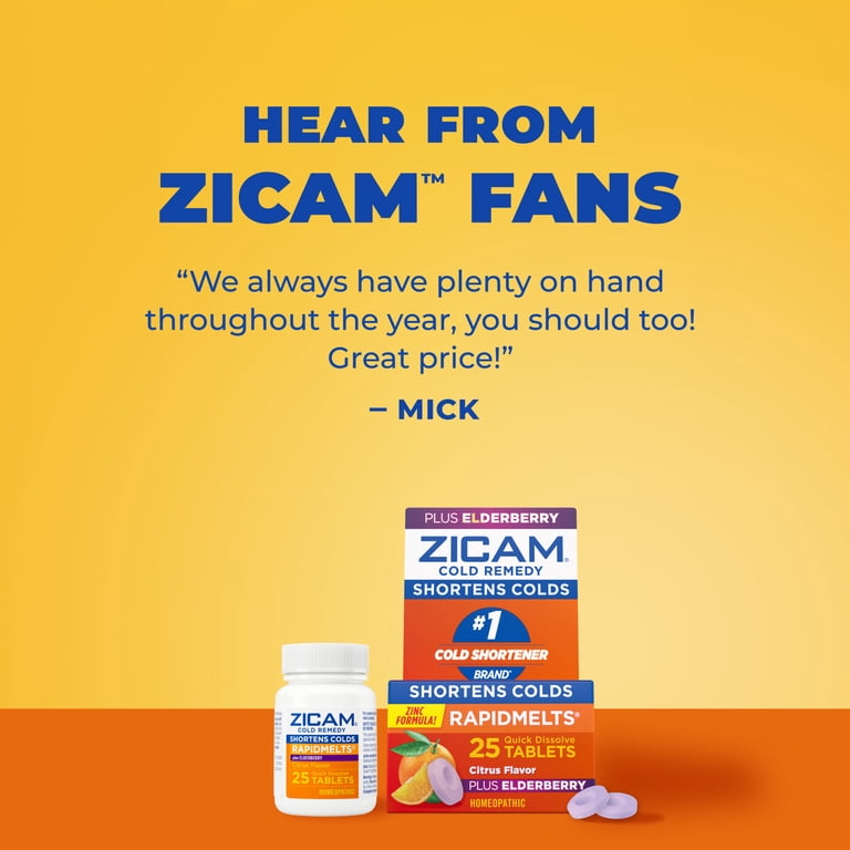 Zicam Cold Remedy Zinc RapidMelts, Elderberry Citrus, Homeopathic