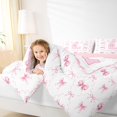 thumbnail image 3 of Manfei Girls Pink Personalized Initial L Twin Comforter Sets 3-Piece,Kids Teens Kawaii Ribbon Bow Grid Bedding Set,Pink Reversible,Microfiber Bedroom Decor, 3 of 6