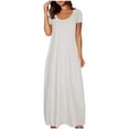 thumbnail image 2 of Meichang Robes Maxi pour Femmes Été Manches Courtes Col Rond Longue Robe Grande Taille Coupe Ample Unie Robes T-Shirt Plage Vacances Robe Décontractée, 2 of 7