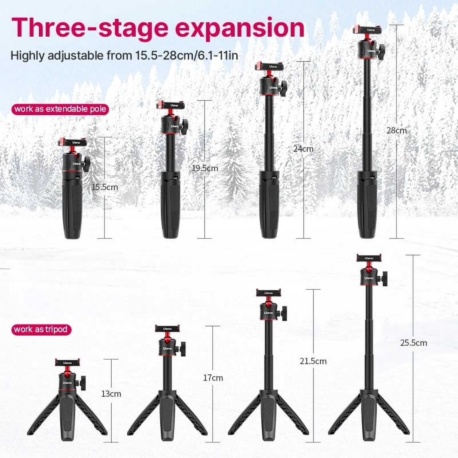 Ulanzi MT-50 Magnetic Selfie Stick Tripod Stand Portable For DJI Osmo Action 4/3/2, Extendable Height 360° Rotatable Ballhead 3-section