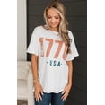 thumbnail image 5 of Women's Patriotic 1776 USA Vintage Graphic T-Shirt in White, 5 of 10