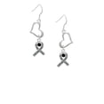 thumbnail image 2 of Delight Jewelry Silvertone Scroll Ribbon with Black Crystal Open Heart French Earrings, 2 of 4