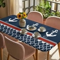 thumbnail image 3 of Navy Blue Coastal Table Cloths for 3 Foot Rectangle Tables, Nautical Ocean Sea Anchor Abstract Art Patio Waterproof Elastic Fitted Tablecloths, Washable Rectangular Table Cover for Camping, 3 of 8