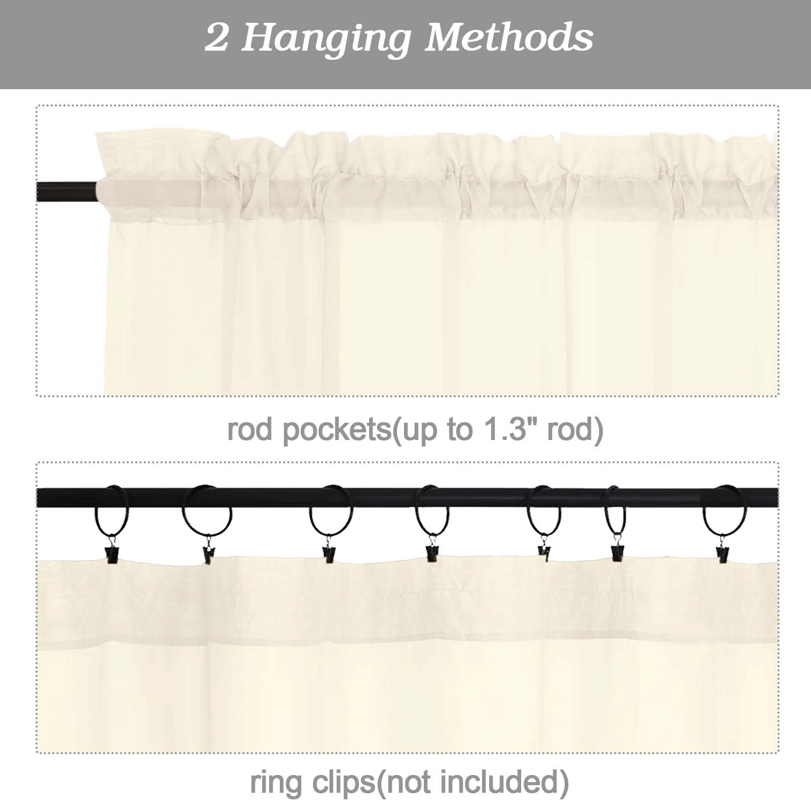Patin Cream Sheer Curtains for Living Room 108 Inches Long 2 Pcs, Solid Color Voile Lightweight Bedroom Curtains for Dining Room, Rod Pockets Home Decor Farmhouse Drapes, Each Panel 59" W x 108" L