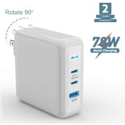 78W 3-Port USB C Charger Wall Charger 60W PD 3.0 Type C Fast Charging Adapter and 18W USB 3.0 Charger for USB-C