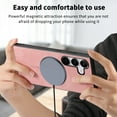 thumbnail image 5 of Case for Samsung Galaxy S24 Plus Magnetic Compatible with MagSafe, Slim Luxury Skin-Feel PU Leather Non-Slip Grip Shockproof Cover Magnetic Support Car Mount Phone Case for Galaxy S24 Plus, Pink, 5 of 10