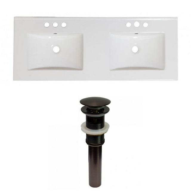 American Imaginations 59-in. W 3H4-in. Ceramic Top Set In White Color - Overflow Drain Incl. AI-31656