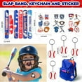 thumbnail image 3 of 84 Pcs Baseball Party Favors - 12 Set Treat Box Keychains Baseball Wristbands Straw and Stickers for Boys Classroom Rewards Party Supply, 3 of 7