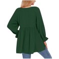 thumbnail image 4 of Annhoo Womens Tops Casual Long Sleeve Round Neck Cute Peplum Tops Fall Loose Pleated Ruffle Hem Dressy Shirts, 4 of 8