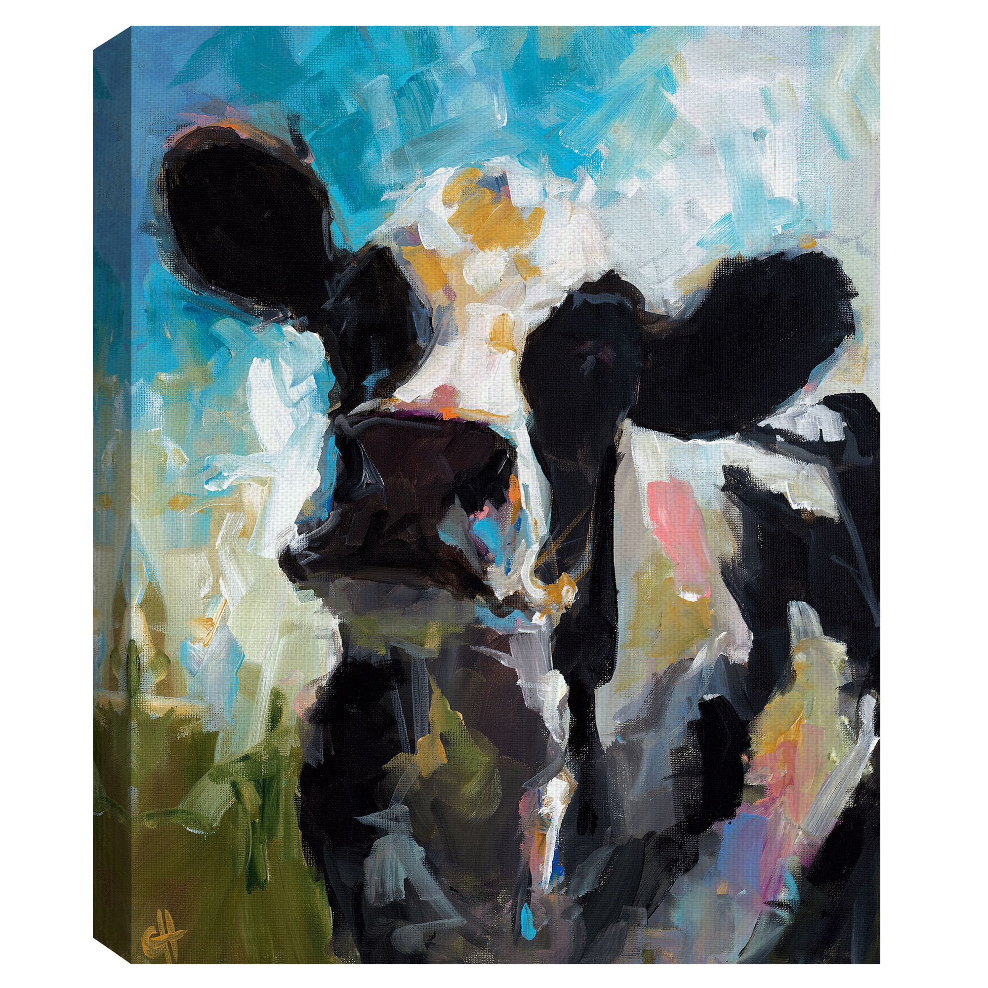 Masterpiece Art Gallery LuLu Belle Golden Cow By Carol Robinson Canvas Art Print 20" x 20"