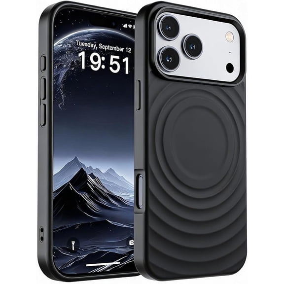 Magnetic Silicone Phone Case for iPhone 17 Pro, Shockproof Protective Cover with Soft Microfiber Lining, 6.3" Compatible, Black