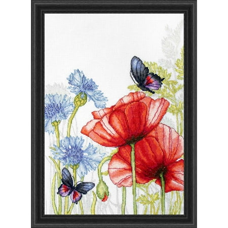 UPC: 4840746043451 | Luca-S Poppies & Butterflies Counted Cross-Stitch Kit