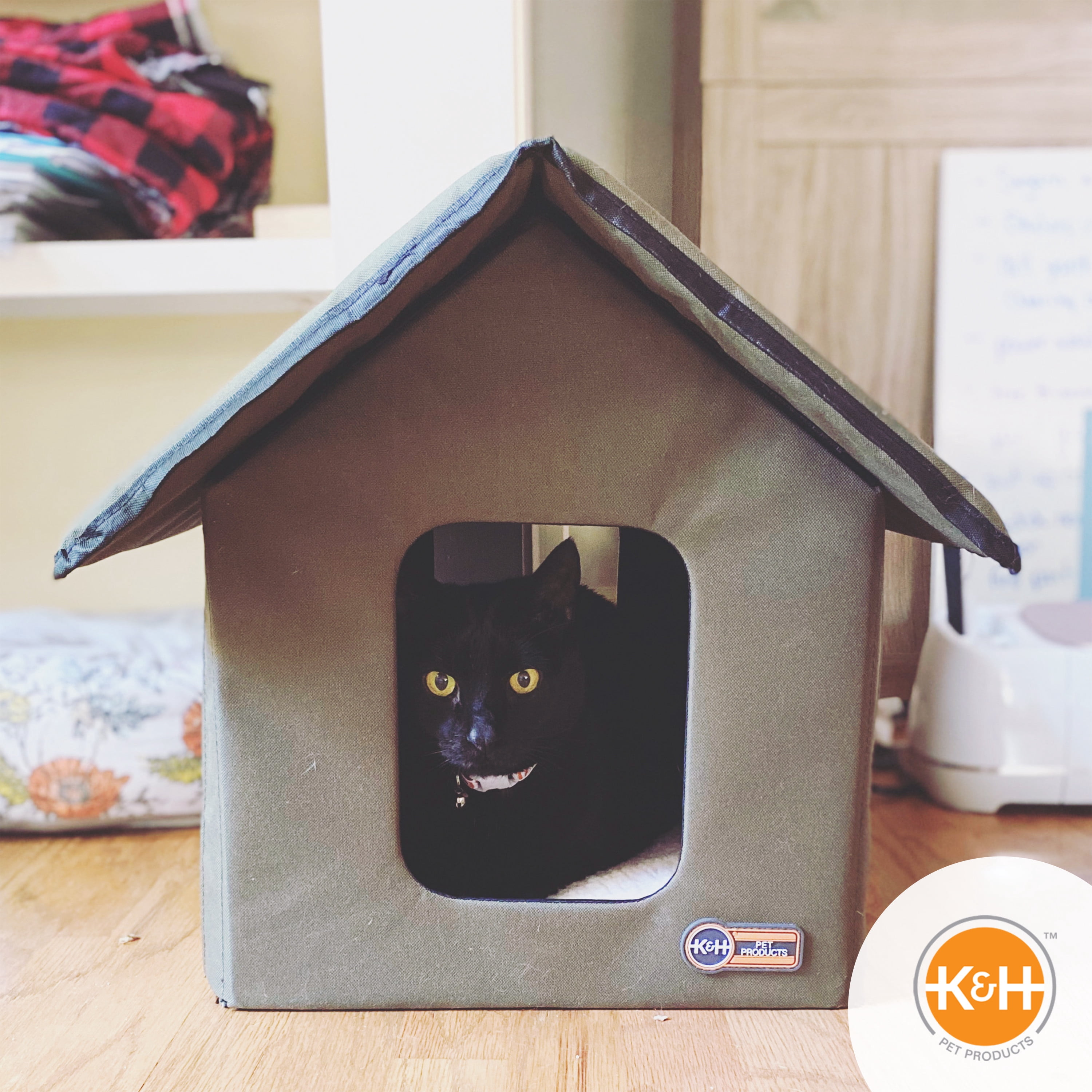 K&H Pet Products Outdoor HEATED Kitty House Olive 22″ x 18″ x 17″