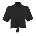 thumbnail image 1 of Blusa George para Dama, Camisera Corta con Amarre Negro T EG, 1 of 4