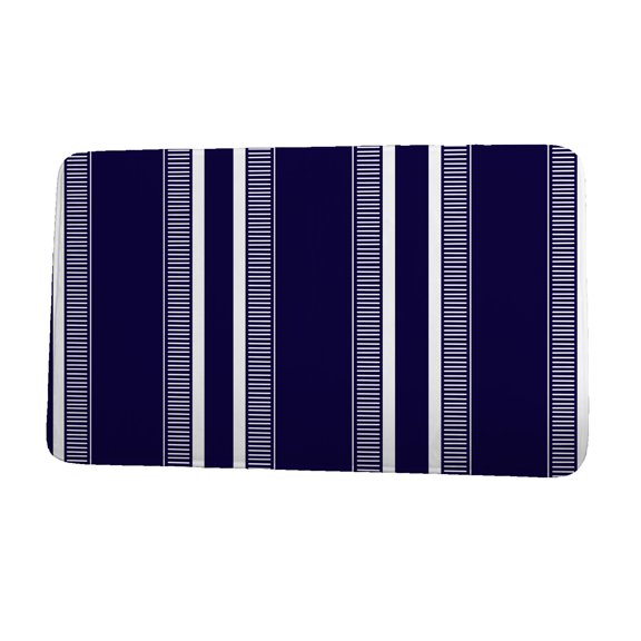 Upscale Getaway Dashing Stripe Navy Blue Stripe Print Bath Mat