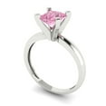 thumbnail image 2 of 1ct Princess Cut Pink Crystal 18k White Gold Engraving Statement Bridal Wedding Solitaire Designer Ring Size 9, 2 of 5