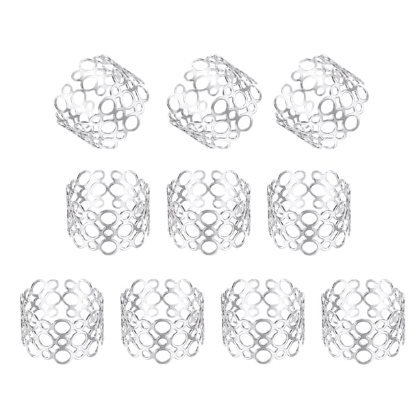 Anillos de servilleta plateados Uxcell de 12 paquetes, soporte de servilleta redondo de metal hueco para la mesa de cena