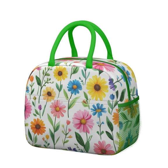 Womens Pioneer Flower Floral Print Pattern Lunch Box for Work,Insulated Lunch Bag for Women,Loncheras Para Mujer,Leakproof Adult Lunch Bag for Work,Beach,Travel,Picnic,Camping